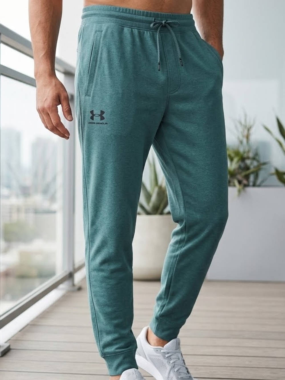 Under Armour ColdGear Jogger Sweatpants Teal Green athletic athleisure sporty XL